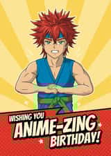 Fun Birthday Card - Martial Arts Fighter - Anime created by @Cupsie's Creations