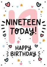 Cute 19th Birthday Card - For Her - Hearts created by Lyndsay Moon