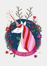 Cute Christmas Card – Pink Unicorn created by Mifkins