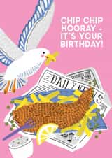 Funny Birthday Card - Seagull - Fish And Chips created by THE PRINTED SQUARE STUDIO