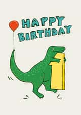 Cute Birthday Card - 1st - For Him -T-Rex created by Paper Bird