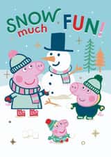 Cute Kids Christmas Card – Peppa Pig Snow Much Fun – Winter Playtime Design created by Danilo