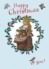 Classic Christmas Card – The Gruffalo Happy Christmas – Woodland Wreath Design created by Danilo