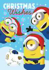 Fun Christmas Card – Minions Christmas Wishes – Snowy Scene Design created by Danilo