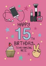 Cute Birthday Card - 15th - Amazing Niece - Makeup created by Schnauzer Scribbles