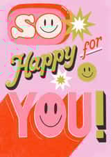 Happy For You Card – Cute and Cheerful - Smileys and Stars created by By Emelie P