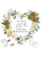 Traditional 10th Wedding Anniversary Card - Floral Heart created by Katie Phythian Design