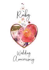 Traditional 40th Wedding Anniversary Card - Ruby - Heart created by Katie Phythian Design