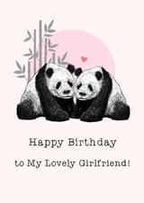 Cute Birthday Card - Lovely Girlfriend - Pandas created by Beth Higgins Art