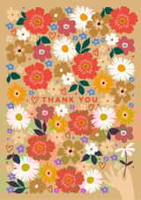 Pretty Thank You Card - Bright Blooms - Flowers created by Eli the Goat