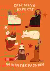 Funny Just Because Card - Winter Fashion Cats created by A Does Art