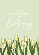 Classic Yellow Tulips Floral Birthday Card for a Friend created by Lisa Swift Illustration