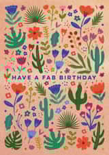 Pretty Birthday Card - Tropical Plants - Cactus created by Eli the Goat