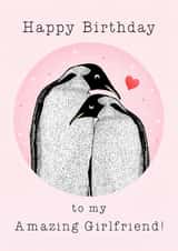 Cute Birthday Card - Amazing Girlfriend - Penguins created by Beth Higgins Art
