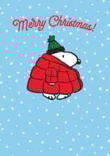 Cute Christmas Card - Snoopy - Red Puffer Coat created by Hype Associates