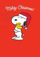 Cute Christmas Card - Snoopy - Woodstock Hug created by Hype Associates