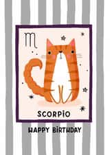 Cute Birthday Card - Scorpio Cat created by Nicola Watson