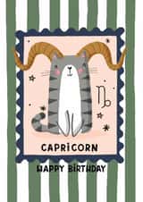 Cute Birthday Card - Capricorn Cat created by Nicola Watson
