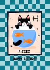 Cute Birthday Card - Pisces Cat created by Nicola Watson