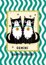 Cute Birthday Card - Gemini Cats created by Nicola Watson
