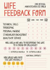 Funny Anniversary Card - For Wife - Feedback Form created by Christine Cuddihy Illustration