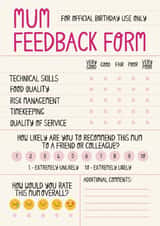Funny Birthday Card - For Mum - Annual Performance Feedback Form created by Christine Cuddihy Illustration