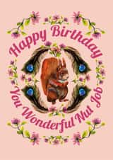 Happy Birthday - squirrel pretty floral card created by HANNAH REVELL