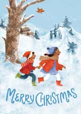 Cute Christmas Card - Snow Scene - Winter Walk created by Emily Nash Illustration
