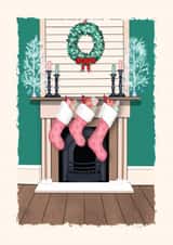 Classic Christmas Card - Stockings - Fireplace created by Suzanne Taktak