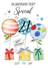 Traditional 21st Birthday Card - For Him - Balloons created by Katie Phythian Design