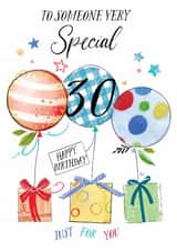 Traditional 30th Birthday Card - For Him - Balloons created by Katie Phythian Design