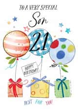 Traditional 21st Birthday Card - For Son - Balloons created by Katie Phythian Design