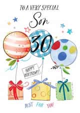 Traditional 30th Birthday Card - For Son - Balloons created by Katie Phythian Design
