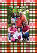 Personalised Christmas Photo Card created by Heartell Press - Classic Christmas Card - Colourful Tartan - Warmest Wishes