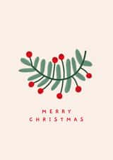 Classic Christmas Card - Illustrated Festive Branch Design - Holly Leaf created by Liina Lember