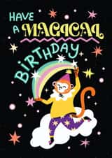 Cute Birthday Card - Have A Magical Birthday - Monkey created by Weronika Salach