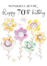 Traditional 70th Birthday Card - For Auntie - Flowers created by Katie Phythian Design