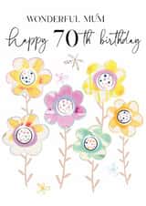 Traditional 70th Birthday Card - For Mum - Flowers created by Katie Phythian Design