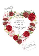 Traditional Anniversary Card - Another Wonderful Year Of Loving You - Flowers created by Katie Phythian Design