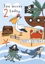 Cute 2nd Birthday Card - For Him - Pirate Themed created by Little Prints Fred Designs