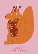 Cute Squirrel Christmas Card – Funny Festive Animal Card for Friend or Mum created by Liina Lember