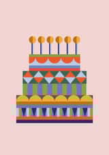 Classic Birthday Card – For Him - Modern Graphic Birthday Cake created by Liina Lember