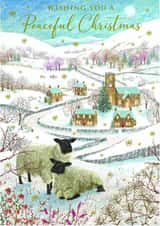 Traditional Christmas Card - Wishing You A Peaceful Christmas - Sheep created by Nigel Quiney