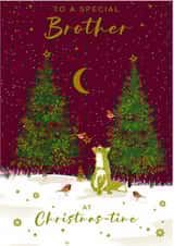 Traditional Christmas Card - For Brother - Fox created by Nigel Quiney