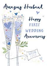 Classic Anniversary Card - Husband - 1 Year - Happy First Anniversary created by Katie Phythian Design