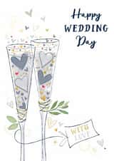 Classic Wedding Card - Happy Wedding Day - Glasses created by Katie Phythian Design