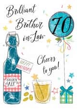 Classic 70th Birthday Card - For Brother In Law - Beer created by Katie Phythian Design