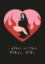 Fun Valentine's Day/Anniversary Card - Queer Cult Horror - Final Girl Feminist created by Sad Girl Illustration