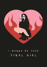 Fun Valentine's Day/Anniversary Card - Queer Cult Horror - Final Girl Feminist created by Sad Girl Illustration