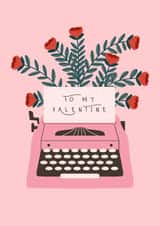 Classic Valentine's Day Card - Typewriter - Flowers created by Sad Girl Illustration